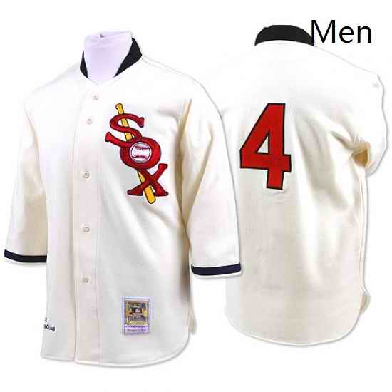 Mens Mitchell and Ness Chicago White Sox 4 Luke Appling Authentic Cream Throwback MLB Jersey